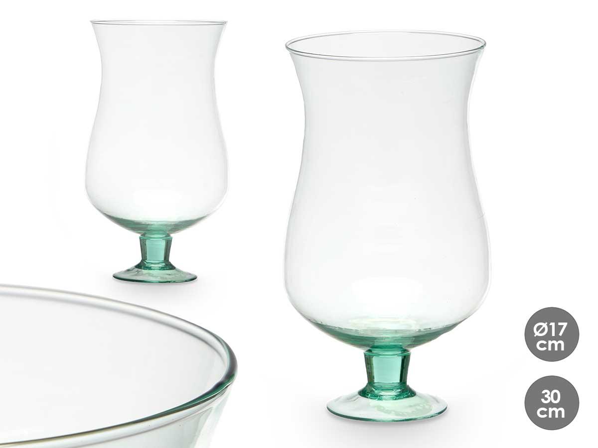 Giftdecor Copa de Vidrio Reciclado 17x30 cm, Transparente, Base 10 cm - Boca 15.5 cm (6 Unidades)