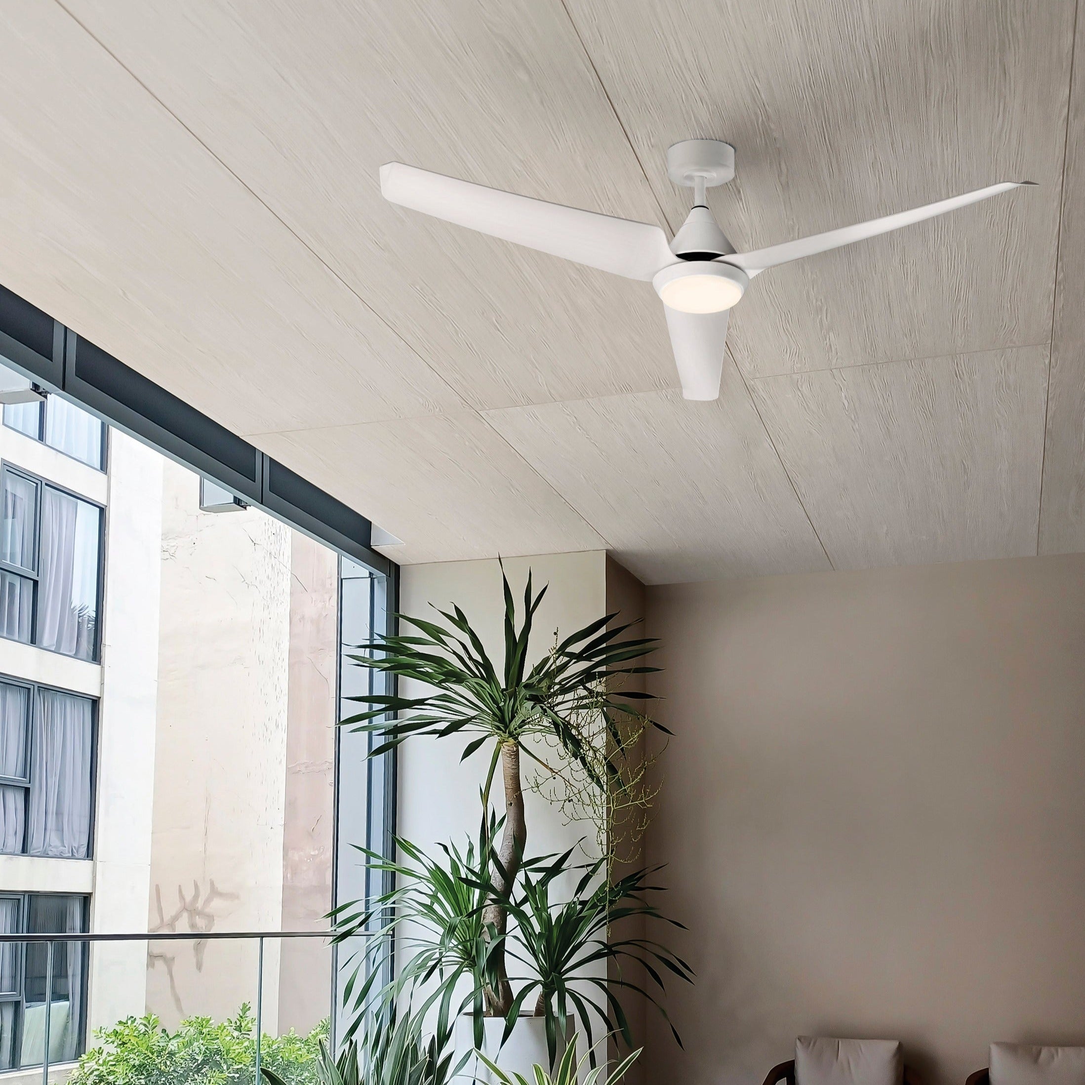 ACB Bora Ventilador de techo blanco mate LED + motor DC, mando a distancia, regulable intensidad, Regulador step 3000-4000-6000 V2516523B