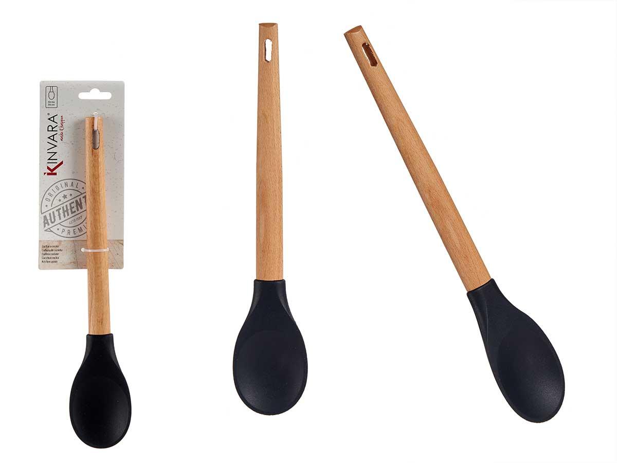 Kinvara Cuchara de silicona con mango de madera de haya 30 cm (48 Unidades)