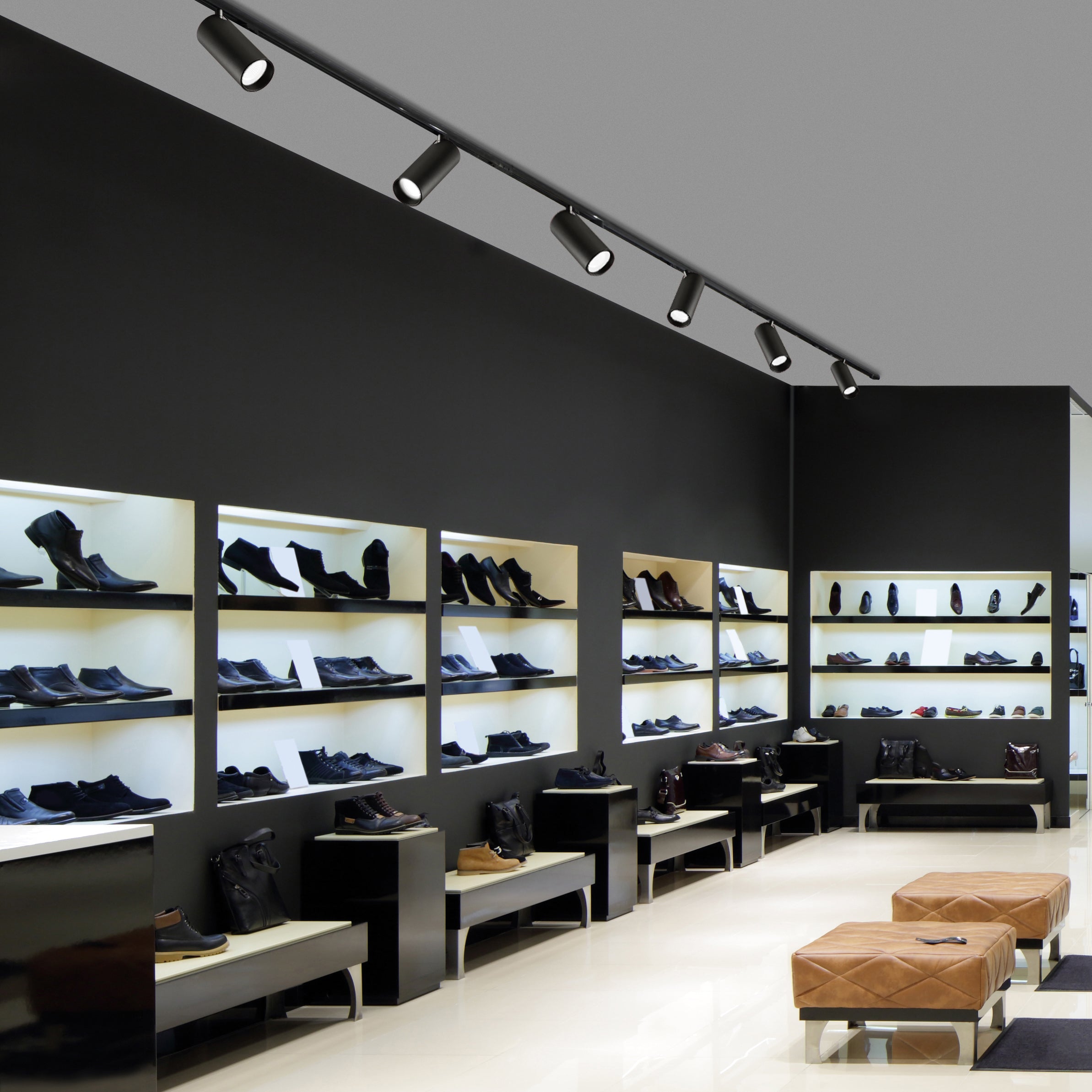 ACB Budelli 4116/5 Track light Negro Texturado, LED GU10 1x8W, , Orientable, Trifásico universal R41161N