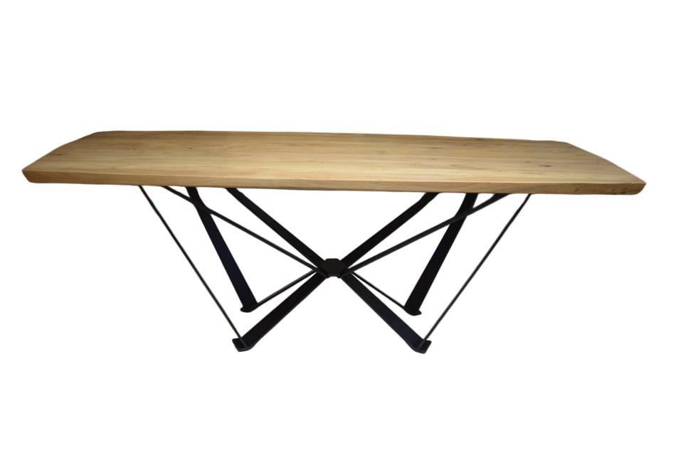 DKD Home Decor Mesa Comedor Moderna Madera Acacia y Metal 220x100x76 cm