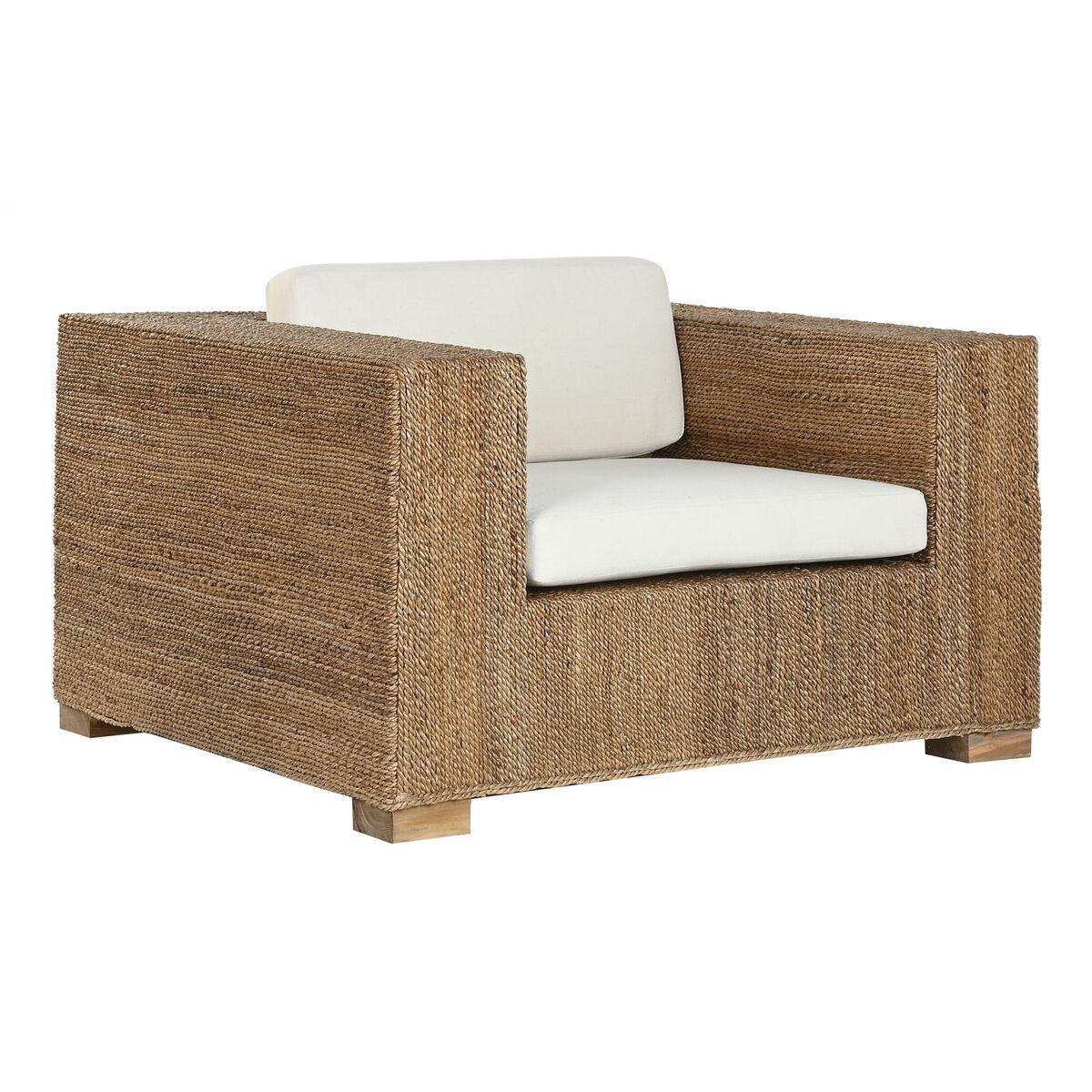Sillón de jardín Home ESPRIT Blanco Natural 117 x 92 x 65 cm