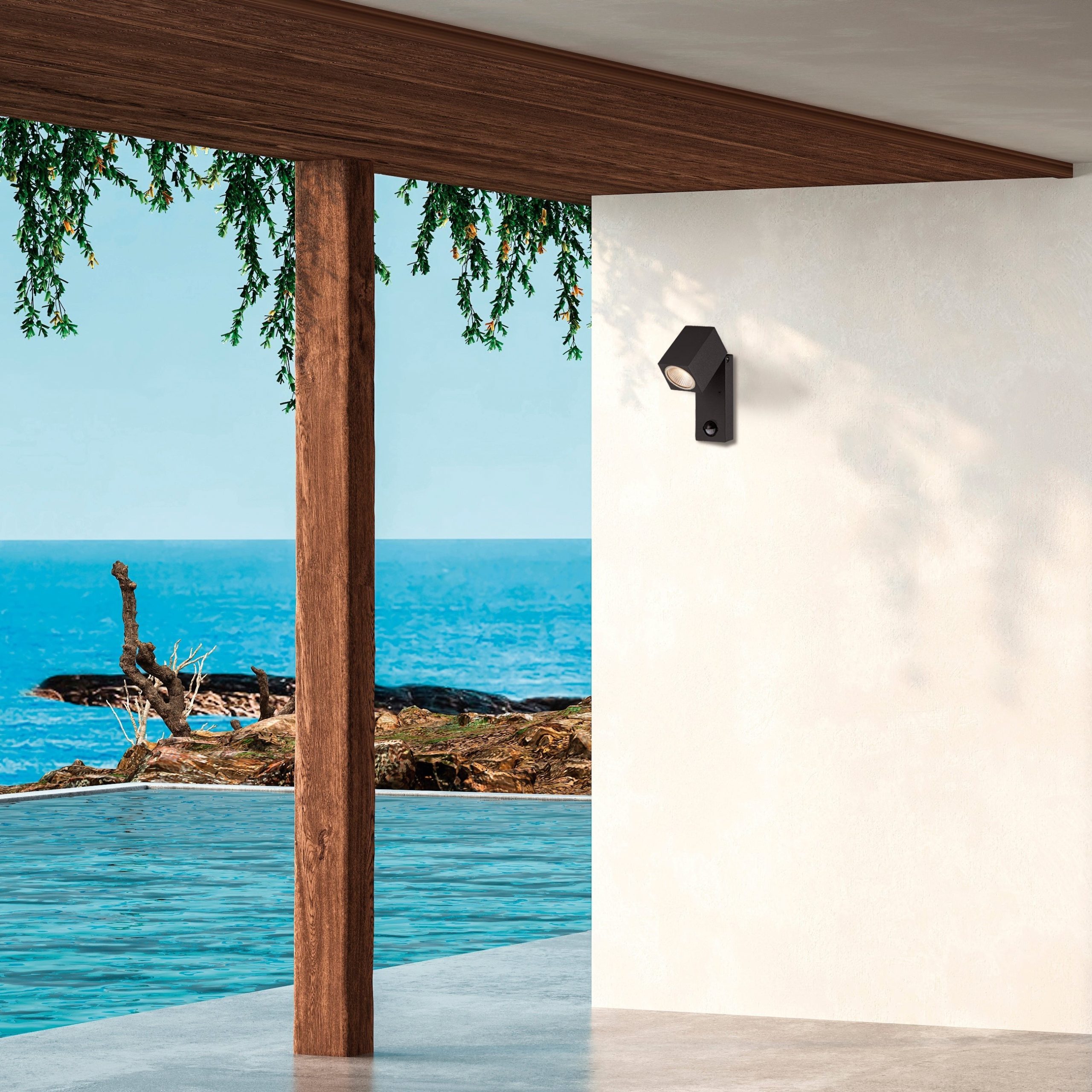 ACB Cala Aplique 16/2018 Gris oscuro, LED 5.6W 3000K 610lm, CRI90 IP54, LED integrado, Orientable, Sensor de movimiento A201810GR