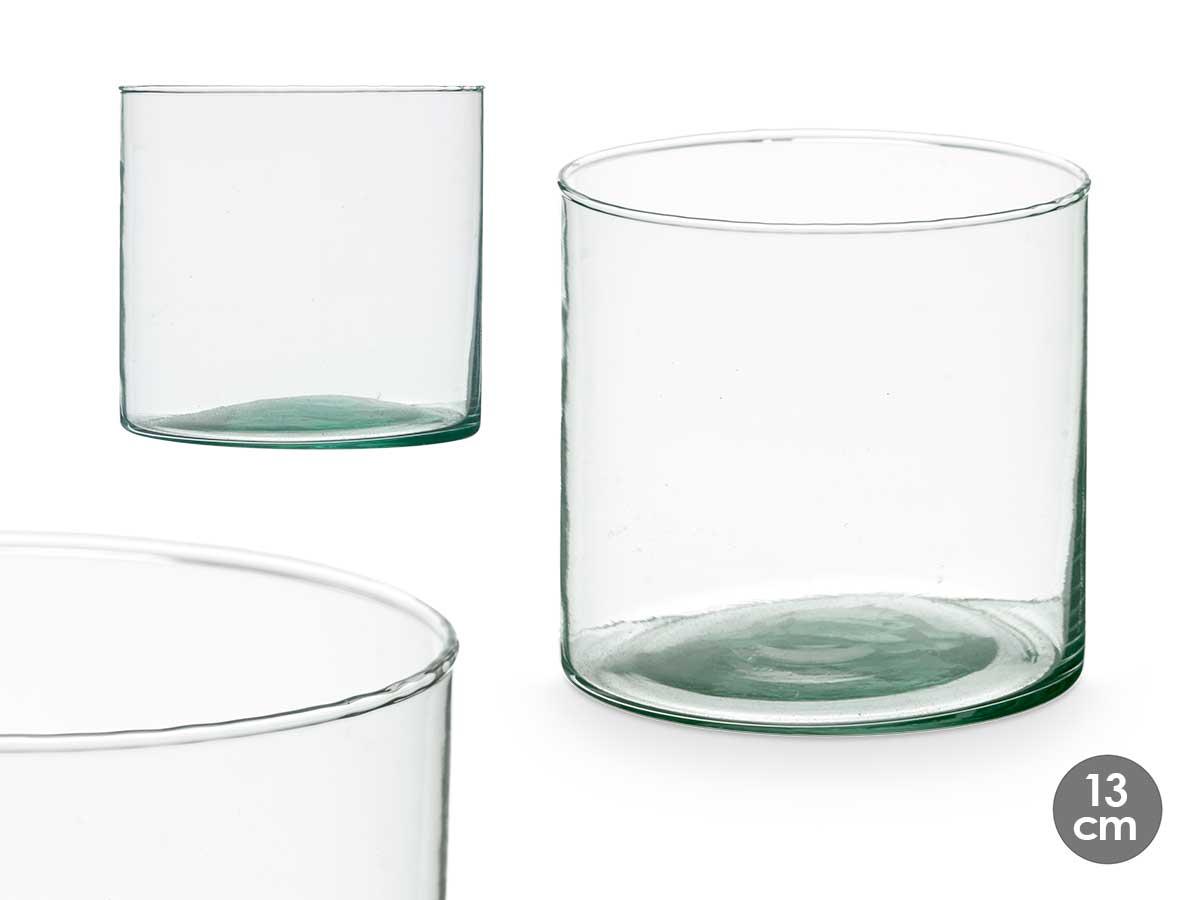Giftdecor Jarrón de Vidrio Reciclado Cilindro 13 cm (12 Unidades)