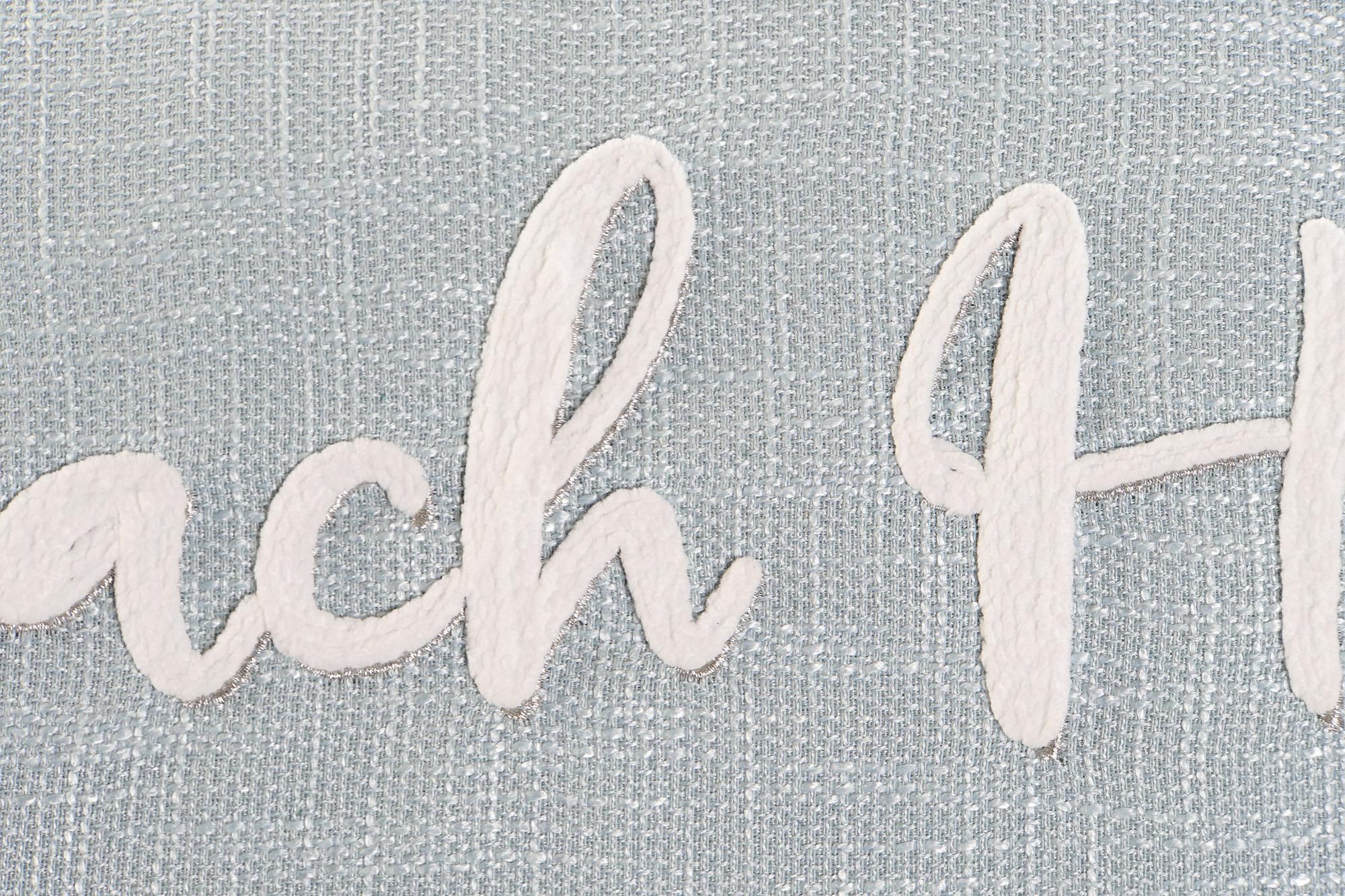 DKD Home Decor Cojín Decorativo Mediterráneo Sealine de Poliéster Azul Celeste Blanco, 450gr, Bordado 60x35x10 cm con Cremallera