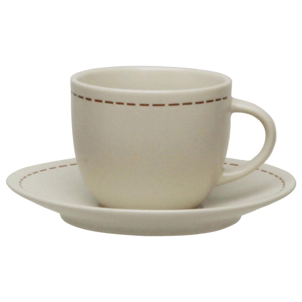 Avet Taza de Té con Plato de Stoneware, 280 ml - Set de 6 Unidades Colección Stitch Savannah