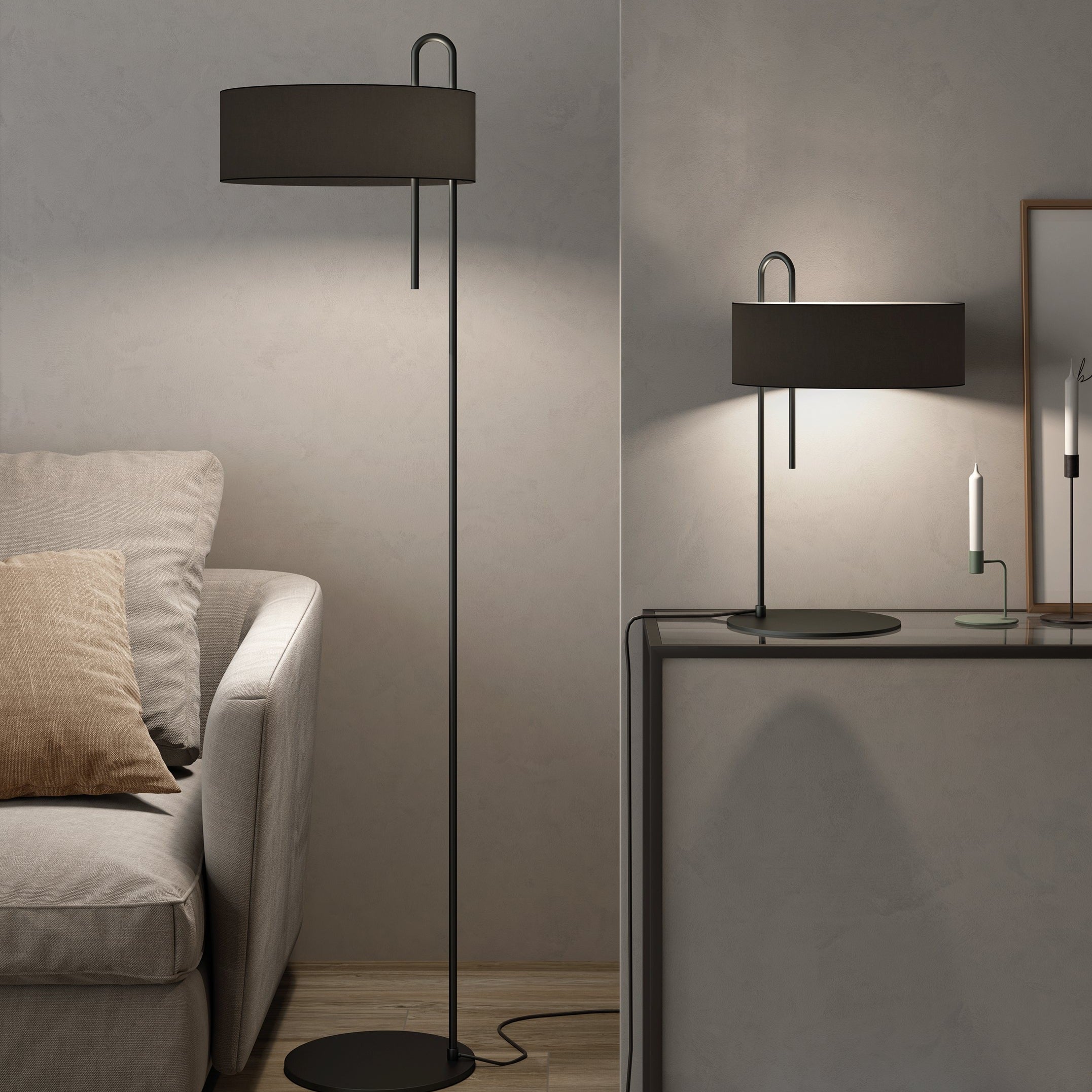 ACB Clip Lámpara de pie H8178N negro LED E27 I H8178N