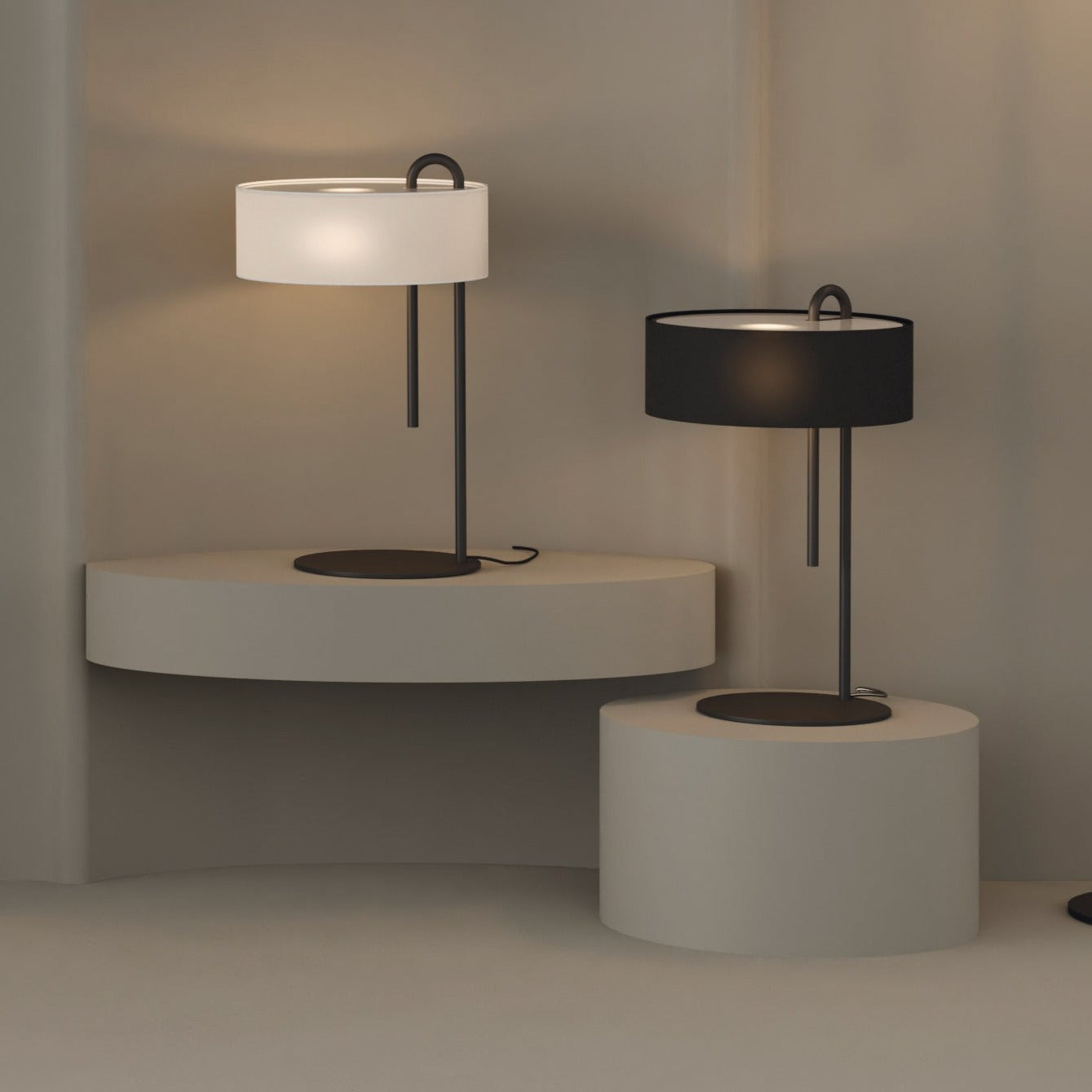 ACB Clip Sobremesa 8178 Negro Texturado/Blanco, LED E27 15W, I, Interruptor de cable S8178081NB