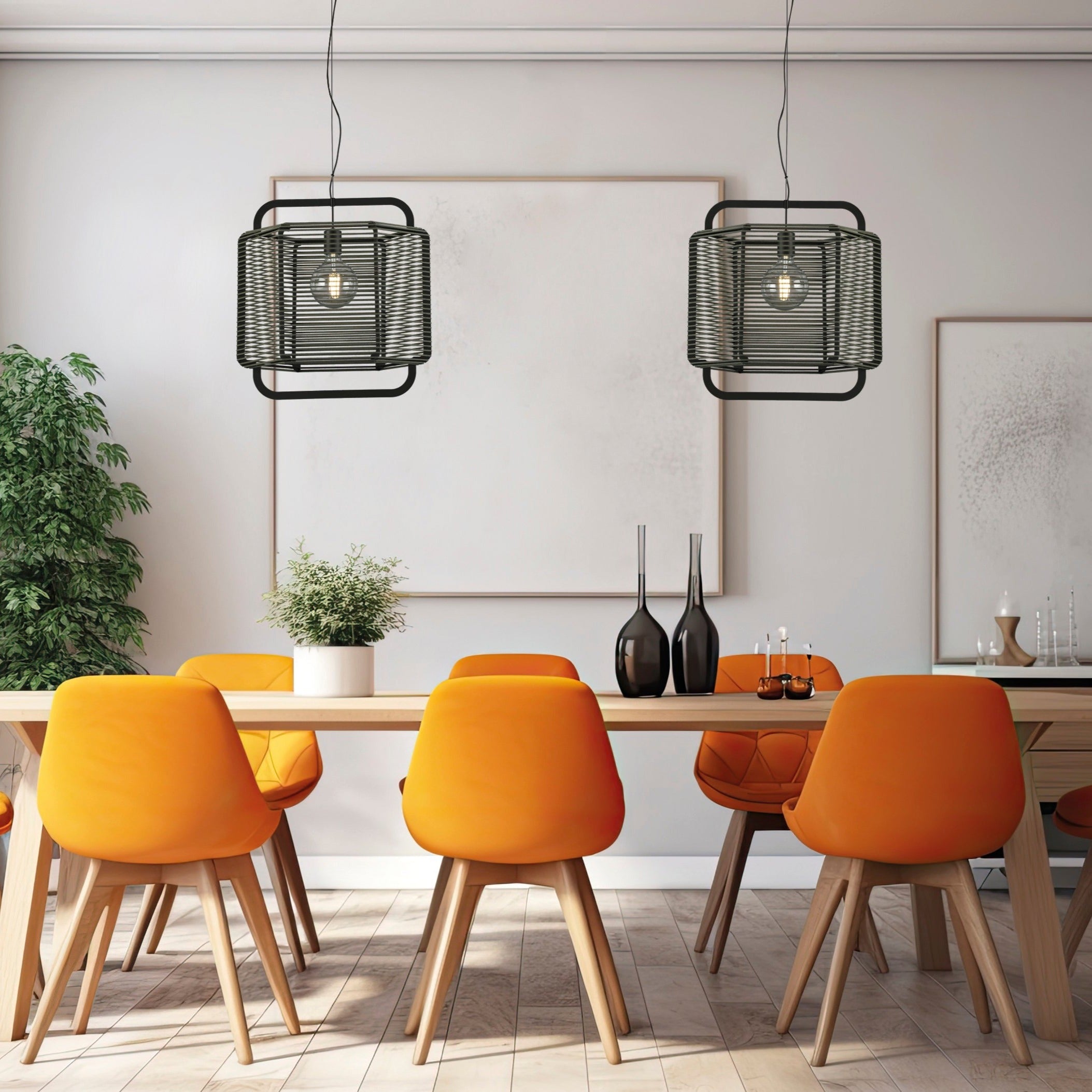 ACB Corda Lámpara de techo colgante 3901/50 Negro Texturado/Alga, LED E27 15W, C39015NAL