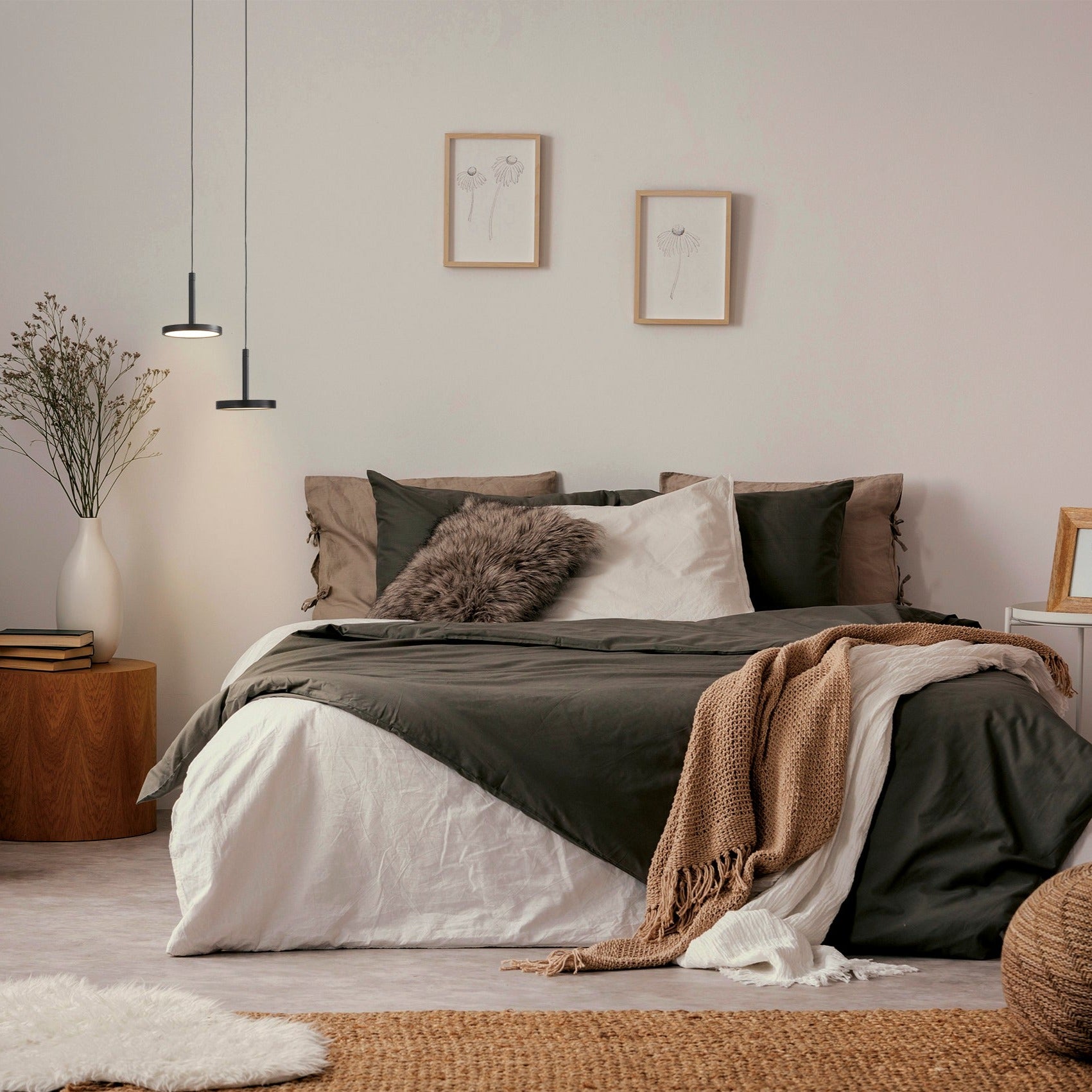 ACB Corvus Lámpara de techo colgante 3945 Negro Texturado, LED 7.5W 3000K 675lm, CRI90 , LED integrado C3945000N