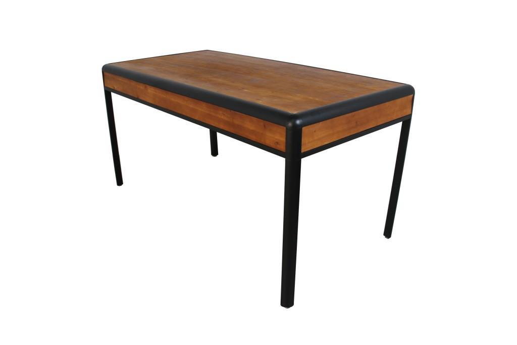 DKD Home Decor Mesa de Comedor Loft Abeto y Metal Marrón Oscuro Gris Oscuro 80x160x79 cm Desmontable