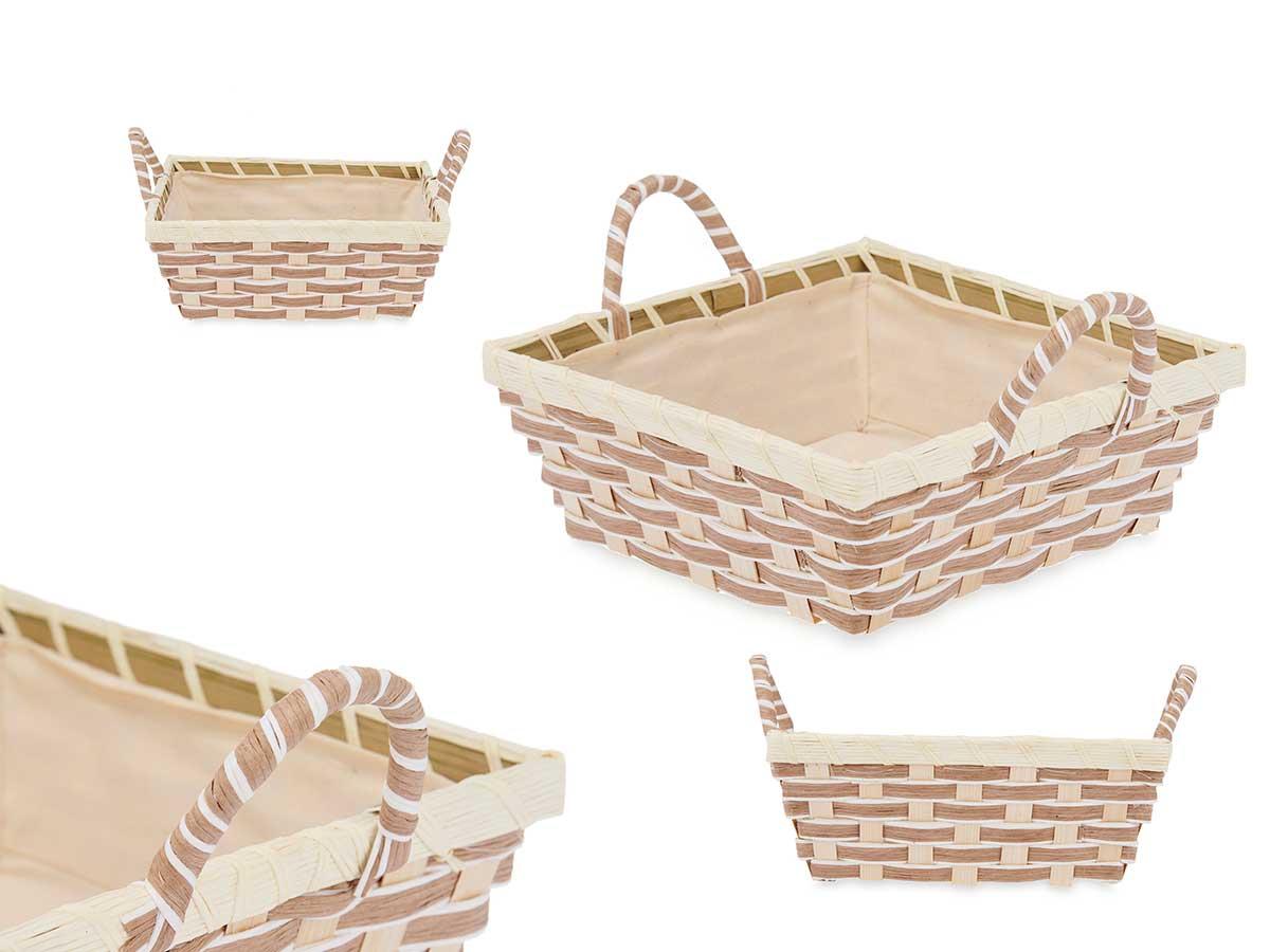 Kinvara Cesta con Asas Trenzadas Cuadrada, Jacinto de Agua, 25x13x21 cm (24 Unidades)