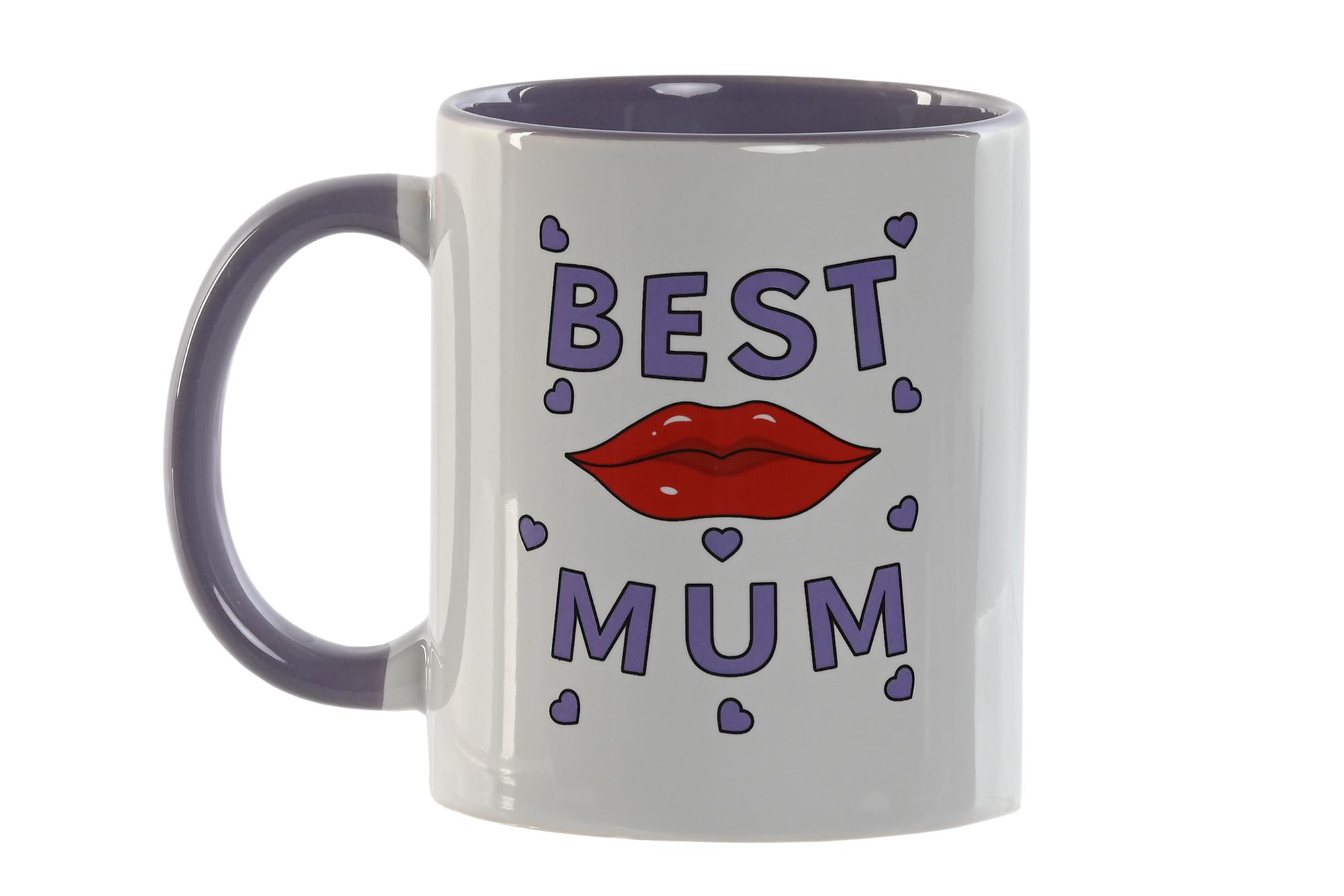 DKD Home Decor Taza de Porcelana Urban Lila Blanco Juego de 6 Unidades Apta Microondas y Lavavajillas