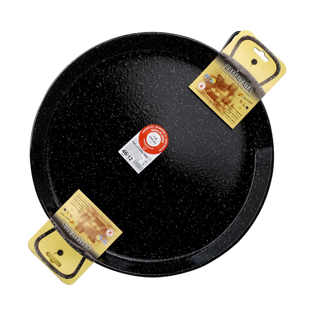 Garcima Cm/ 12 R Paellera Esmaltada Vitrificada Antiácido LA IDEAL 46 cm para 12 Raciones, Apta Gas, Leña y Horno (4 Unidades)