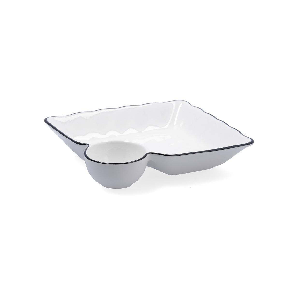Quid Plato Dipear de Porcelana Gastro Black 19,5x18,5 cm, 12 Unidades. Apto Lavavajillas y Microondas, Resistente