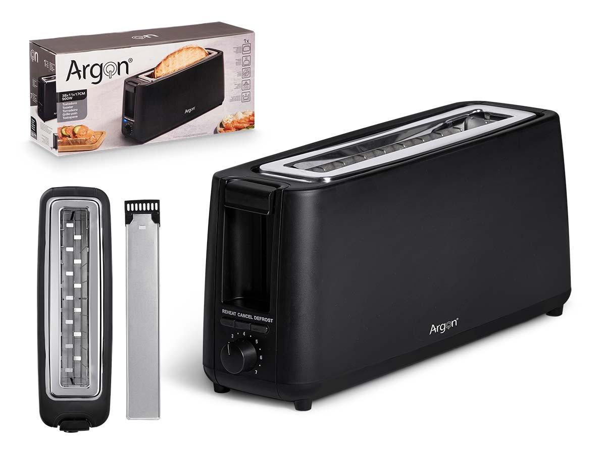 Argon Tostadora Simple Larga Negro Mate 900W 38x17x11 cm (6 Unidades)