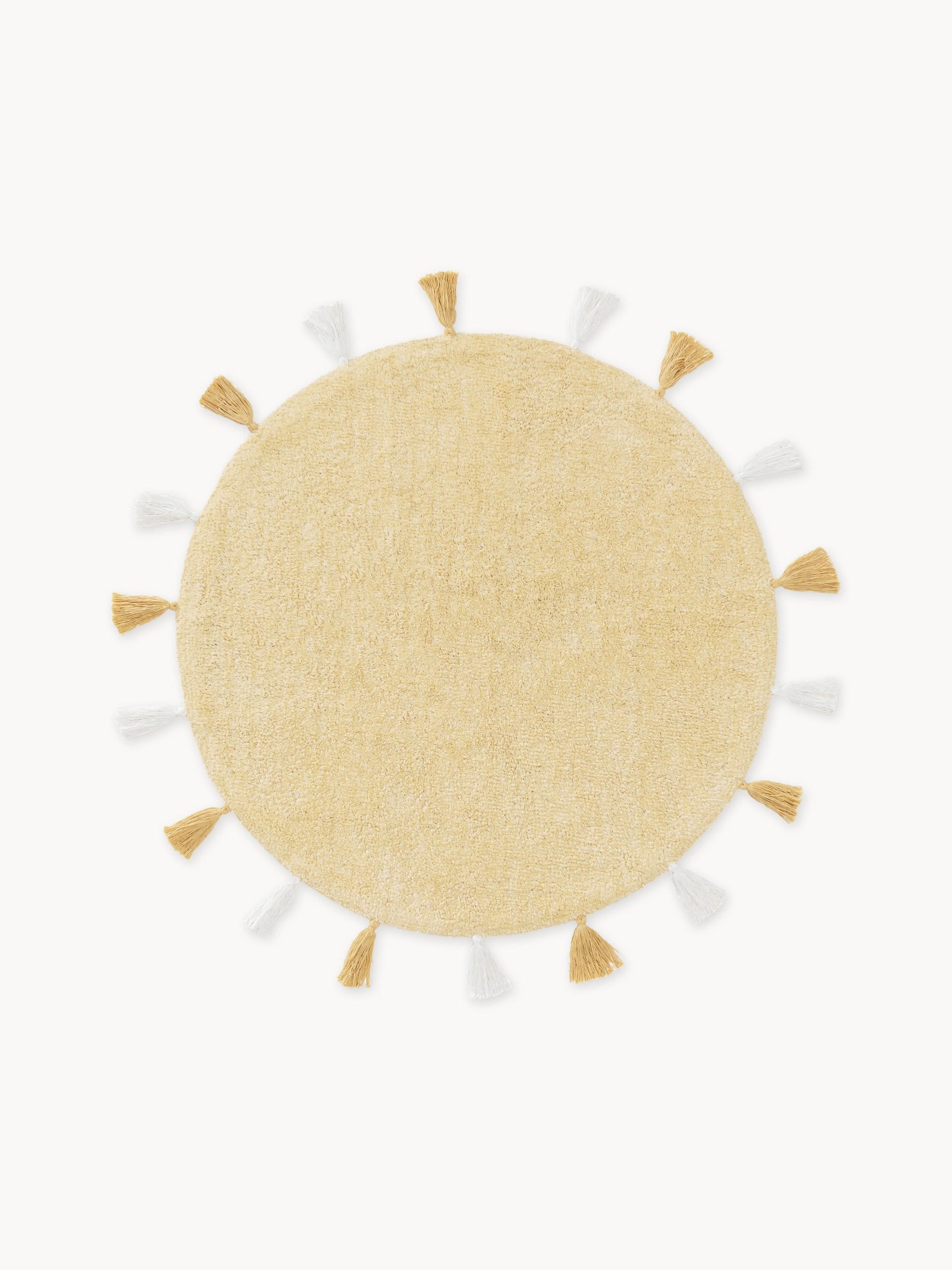 Alfombra infantil redonda artesanal de algodón con borlas Malu