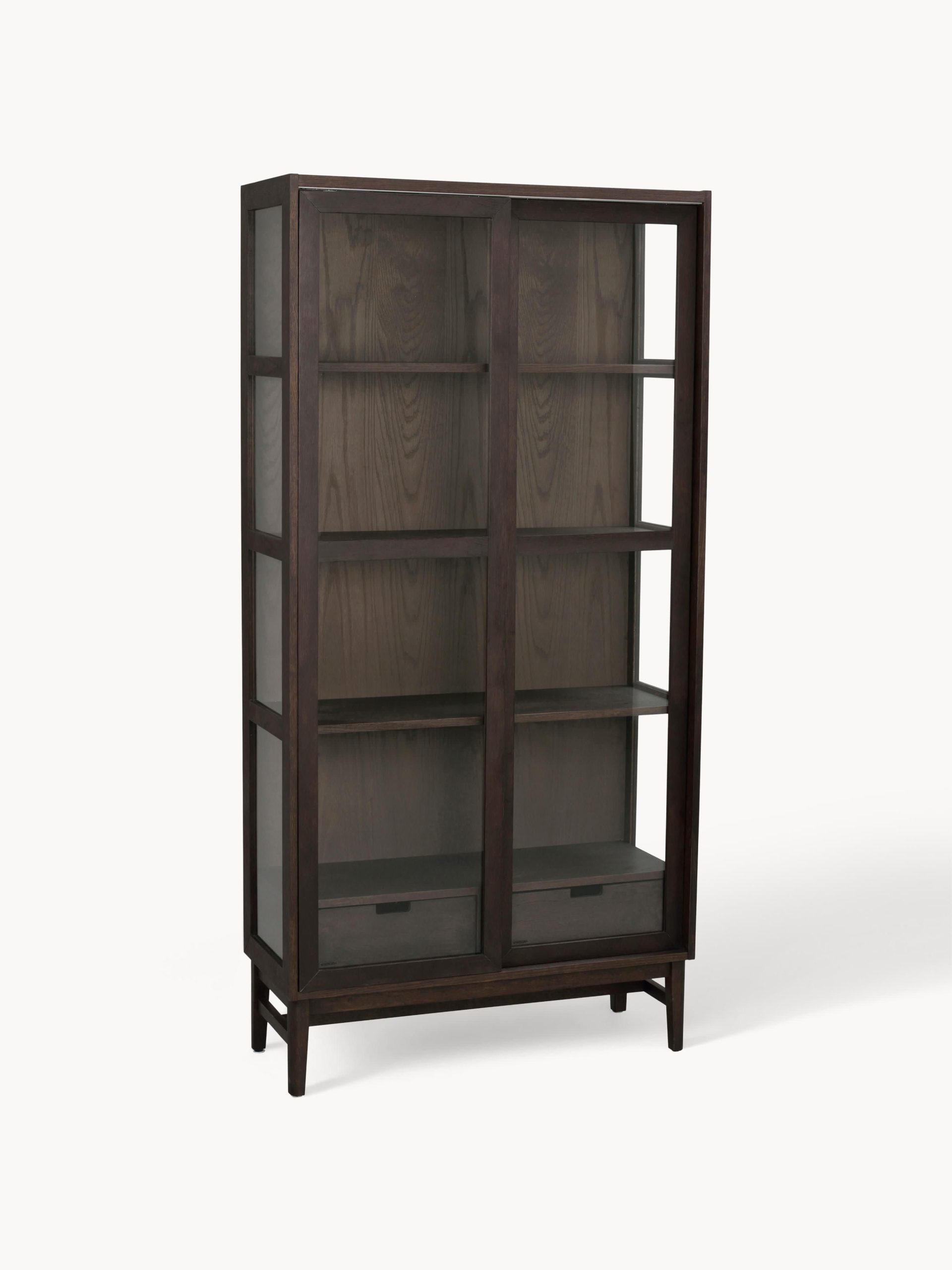 Vitrina de madera de roble con puertas correderas Hazelton