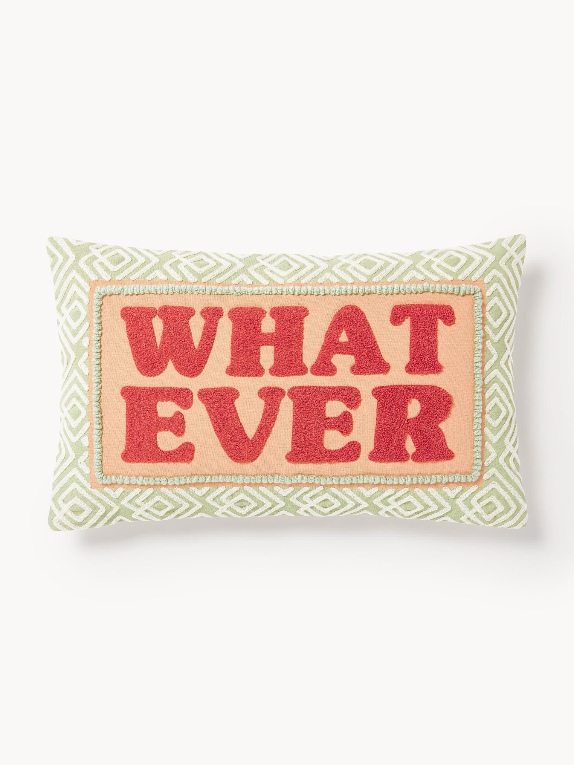 Funda de cojín con inscripción Whatever