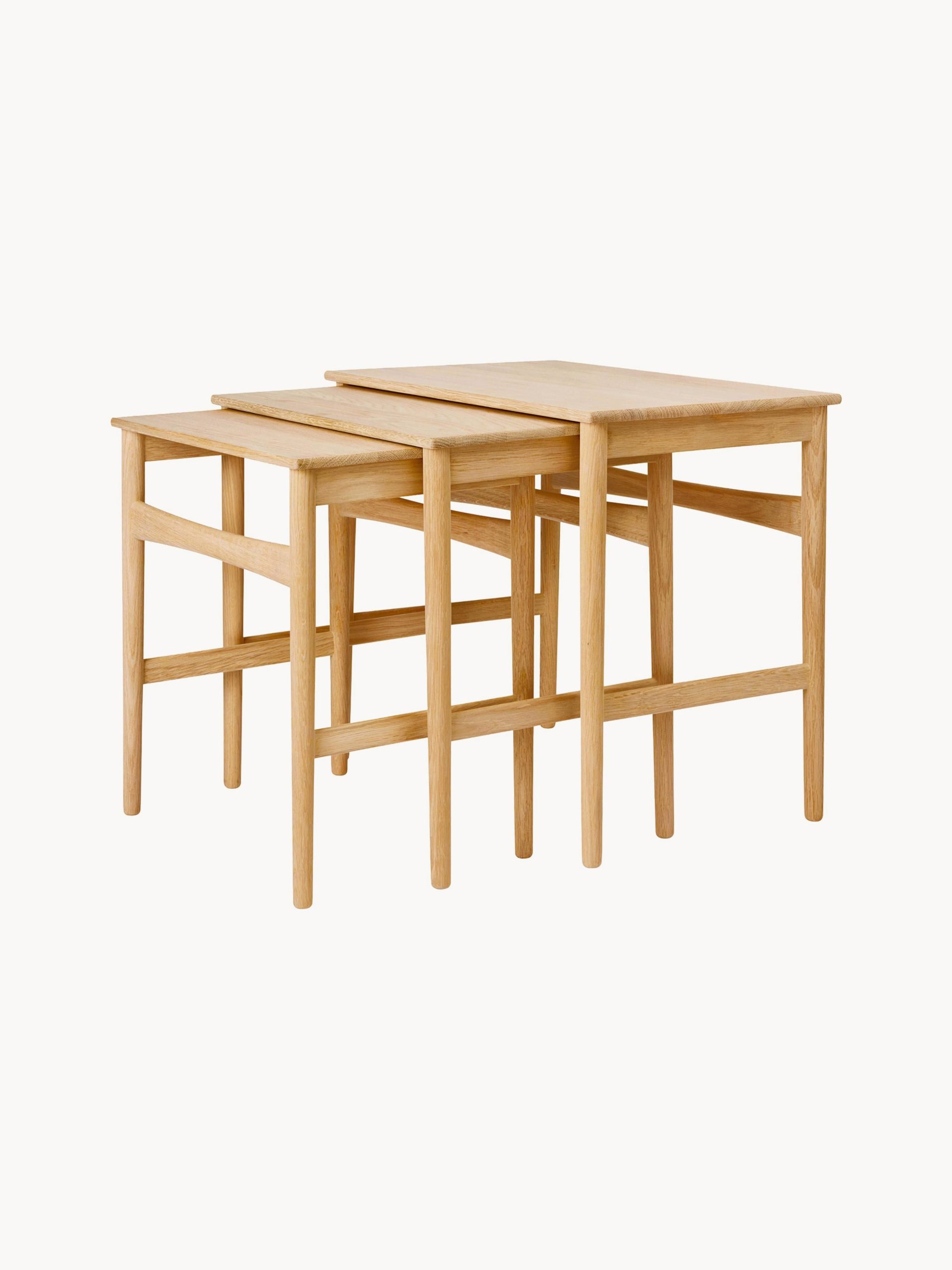 Mesas auxiliares de madera de roble CH004, 3 uds.