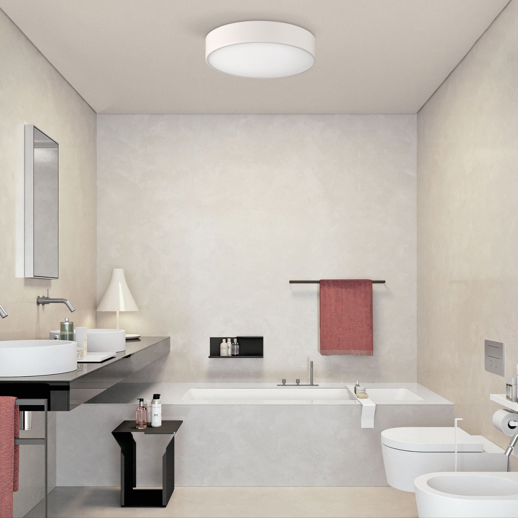 ACB Dins Plafón 395/16 Blanco Liso, LED 10W 1100lm, CRI90 I IP44, LED integrado, Kelvin 2700K-3000K Slide Switch P0395070B