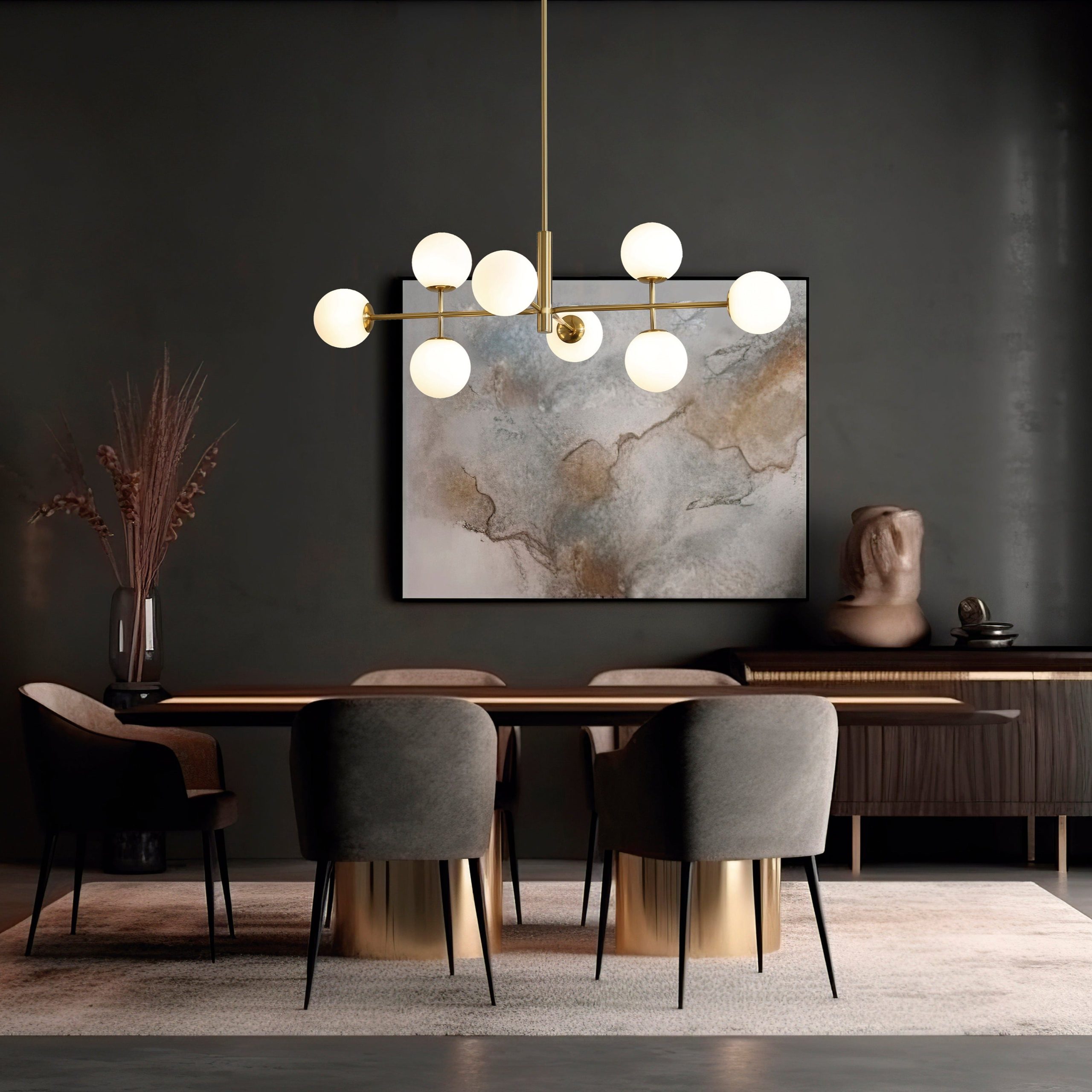 ACB Doris Lámpara de techo colgante oro viejo/opal LED G9 8x C382082O