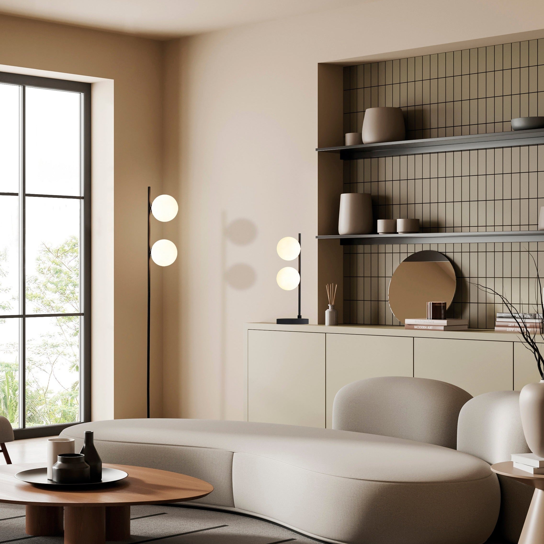 ACB Doris Lámpara de pie 3820 Opal/Negro Texturado, LED G9 2x7W, I H3820180N