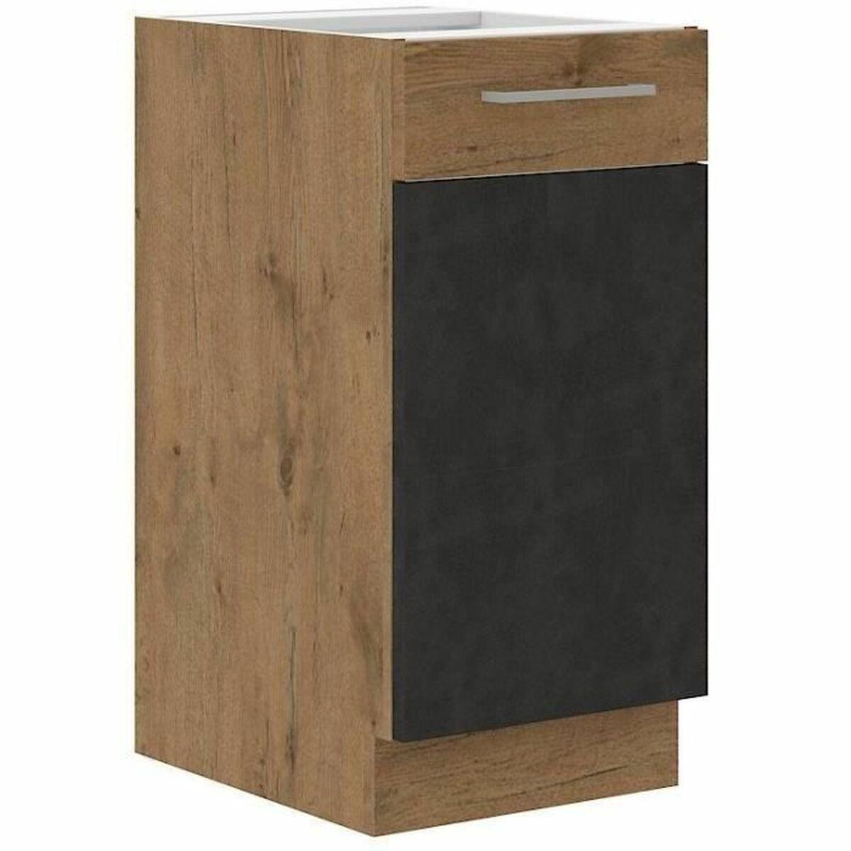 ROCK ROCK40D1F - Mueble bajo de Melamina con decoración Roble Lancelot y Gris Matera, 1 Puerta, L40xH82 cm