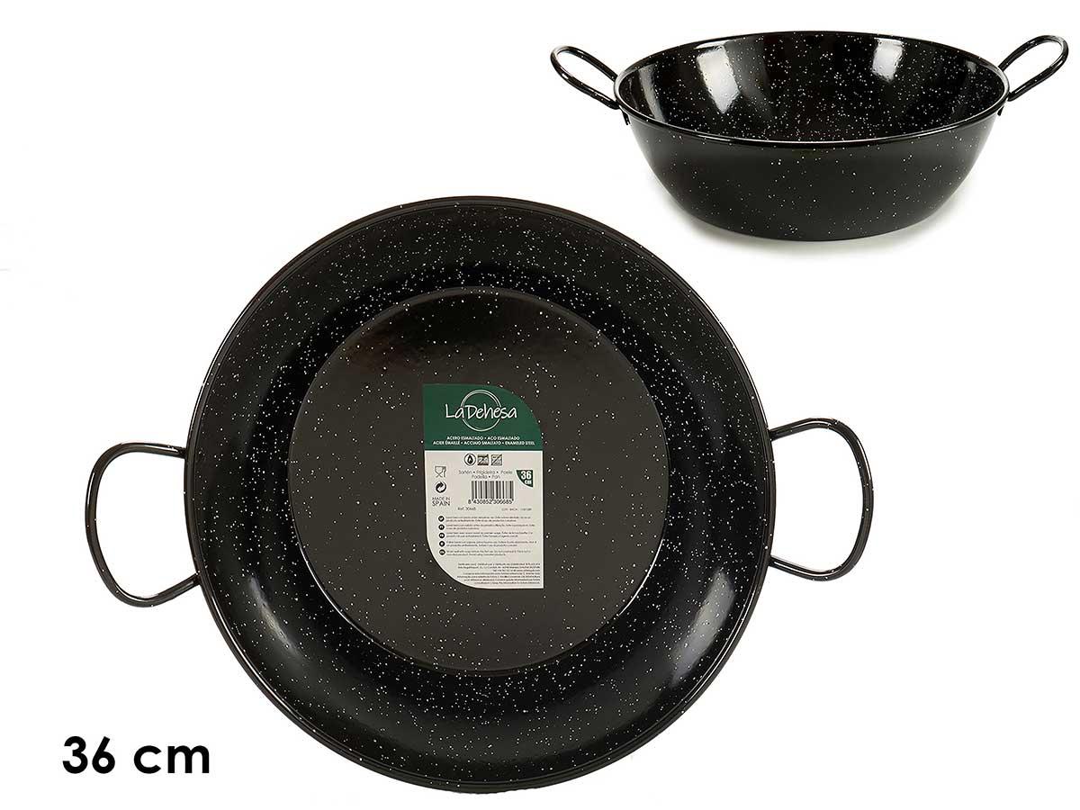 La Dehesa Sartén Honda Esmaltada Negra con 2 Asas, 36 cm (4 Unidades)