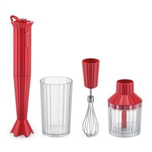 Alessi MDL10S R Batidora de Mano Plissé Roja con Accesorios - Diseño de Michele De Lucchi