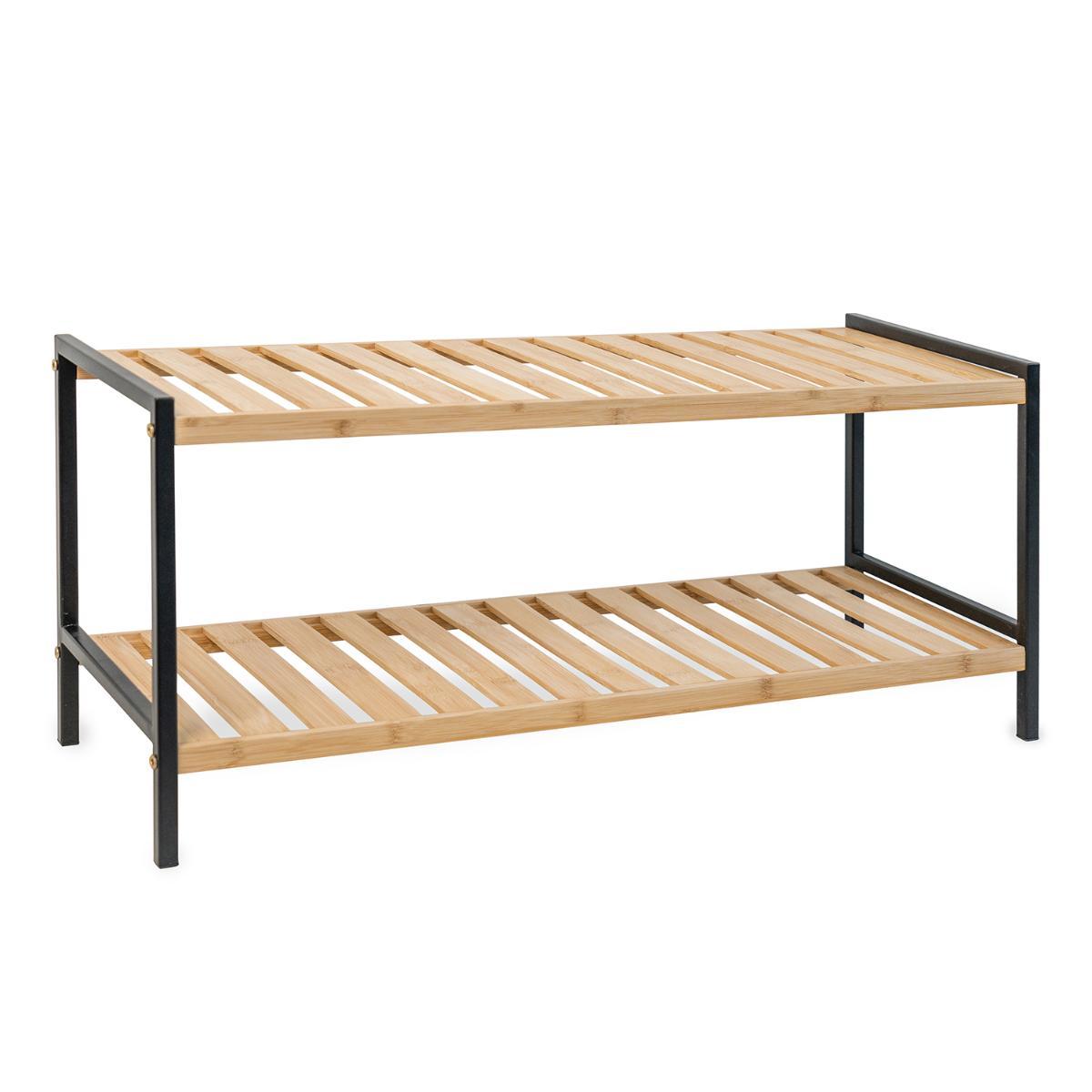 Vinthera Moa Zapatero 2 Alturas de Metal Acabado Madera 69x24,5x31 cm