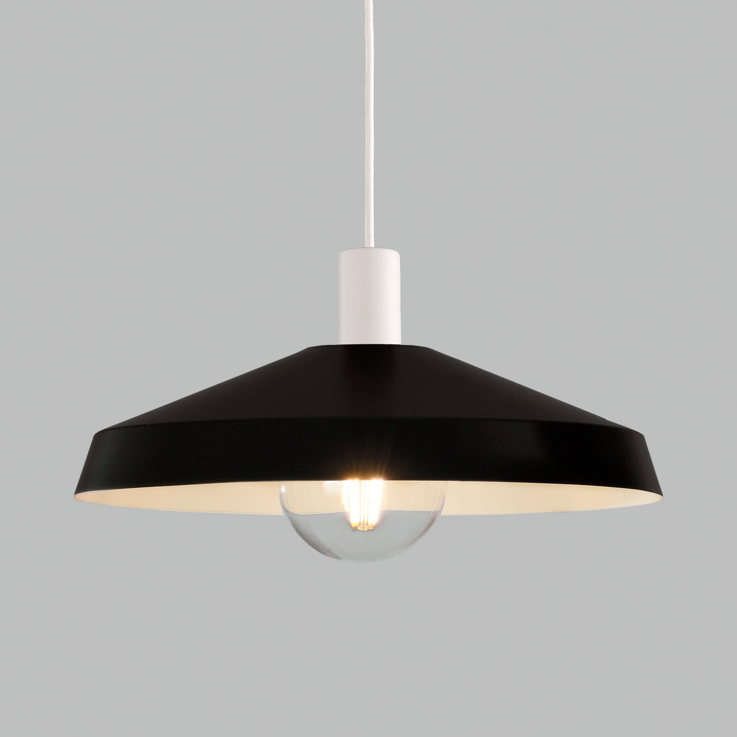 ACB Evelyn Lámpara de techo colgante 3906/45 Negro, Kit Blanco Text., LED E27 15W, C3906081N