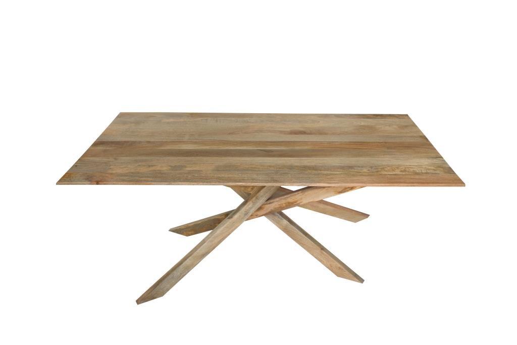 DKD Home Decor Mesa de Comedor Rectangular Moderna de Madera de Mango Natural de 180 cm Ancho x 90 cm Fondo x 76 cm Alto Desmontable