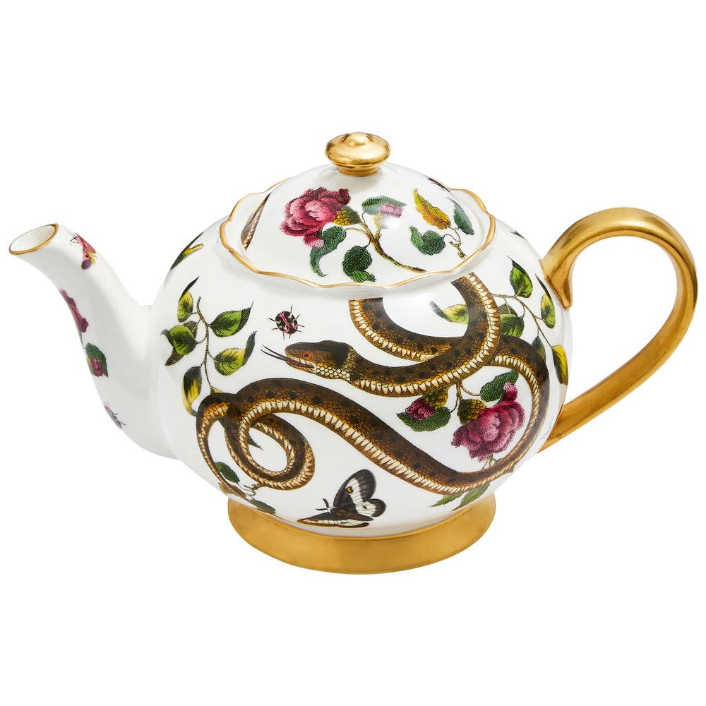 Spode Tetera 1,1 L de la colección Creatures of Curiosity, pintada a mano con serpientes, mariposas y flores.