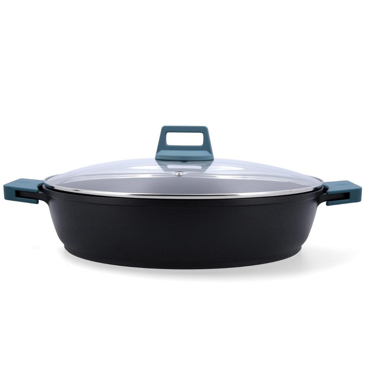 Quid Tartera Aluminio Fundido Confort 36 cm 7,2 L Antiadherente 2 Unidades Apta Inducción Vitrocerámica Gas Azul