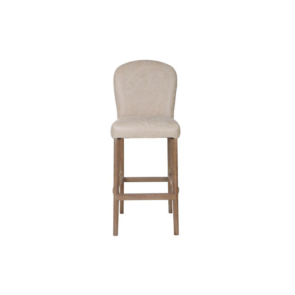 DKD Home Decor Taburete Horeca Urban Fresno Piel Blanco con Asa 60 x 112 x 45.5 cm Altura Asiento 77.5 cm