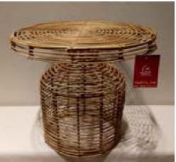 DKD Home Decor Mesita Auxiliar Balines de Ratán Natural 48 Ancho x 45 Alto x 48 Largo cm Doble Cara