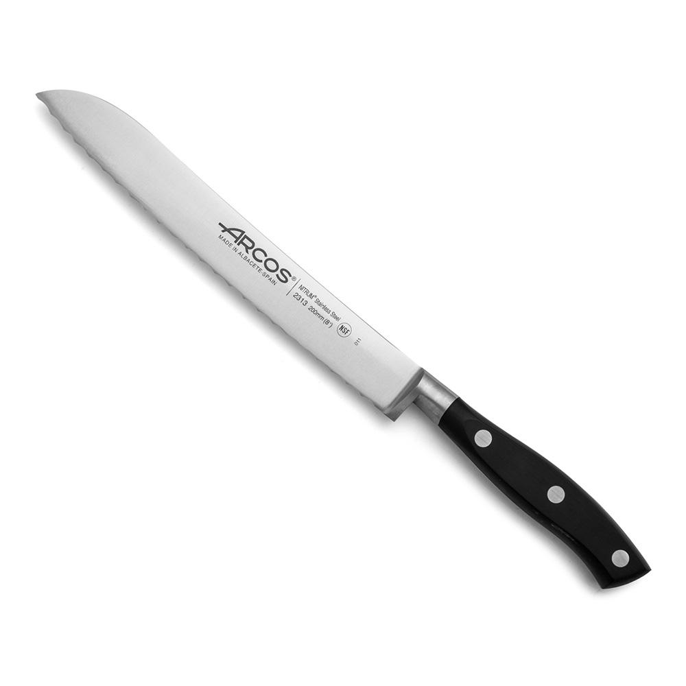 Arcos Cuchillo Panero con Sierra Serie Riviera 200mm Acero Nitrum® Mango Polioximetileno Antibacterias Negro