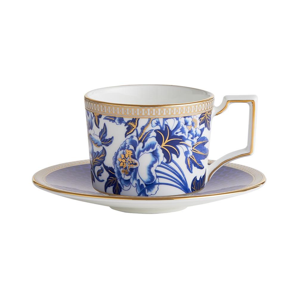 Wedgwood Taza Café Con Plato 70 Ml Hibiscus, 2 Unidades con Franjas de Oro 22k, Apto Lavavajillas y en Caja Regalo