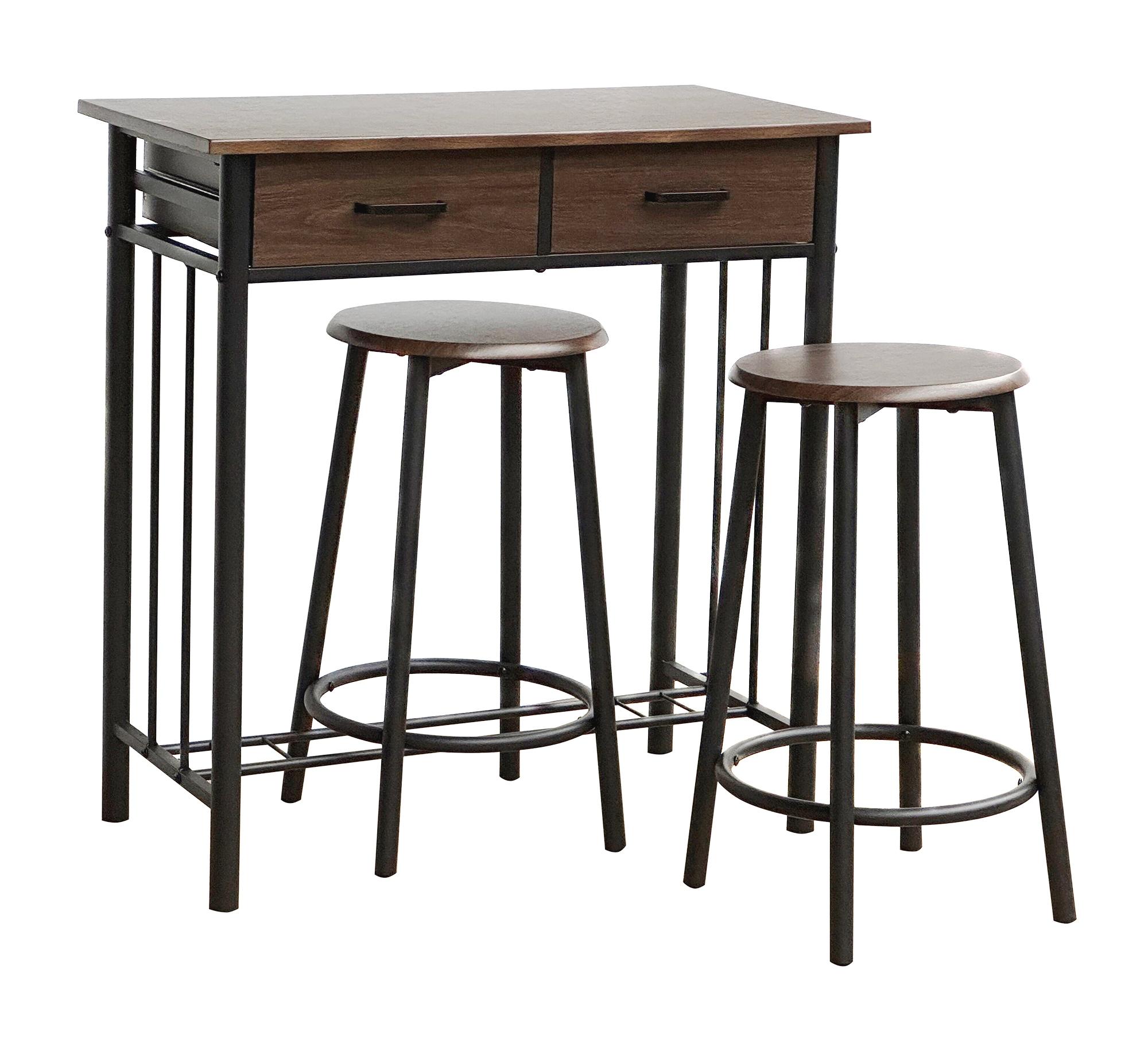 DKD Home Decor Mesa Nido de Centro Auxiliar de Metal/MDF Negra y Marrón 50x84x80 cm – Set de 3 Mesas Basicos