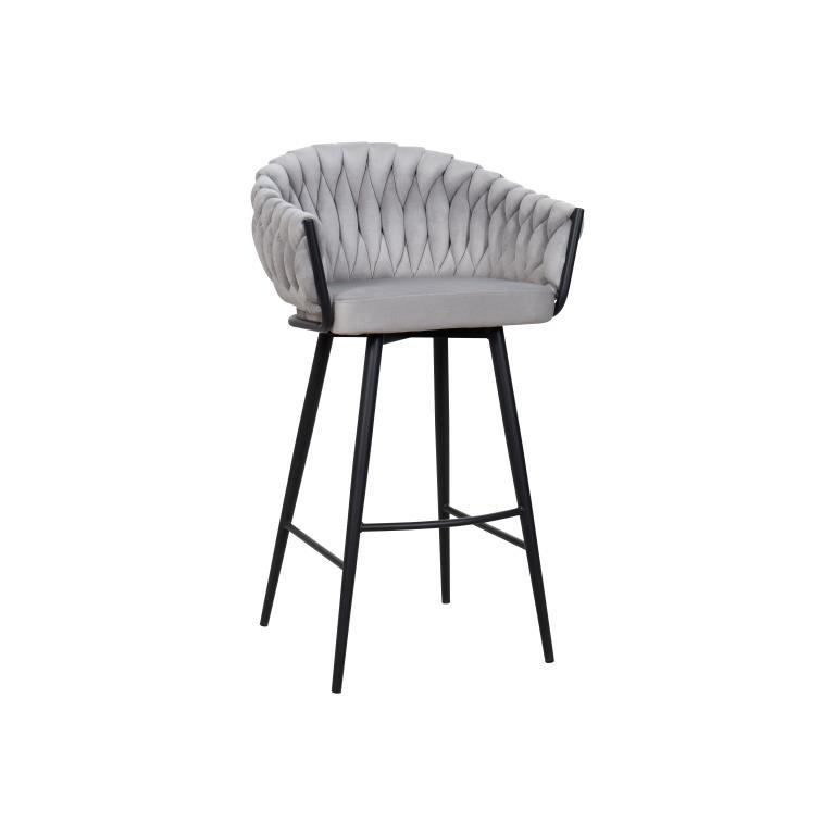 DKD Home Decor Taburete Moderno Poliéster y Metal Gris/Negro 53 x 101 x 58 cm Altura Asiento 76 cm