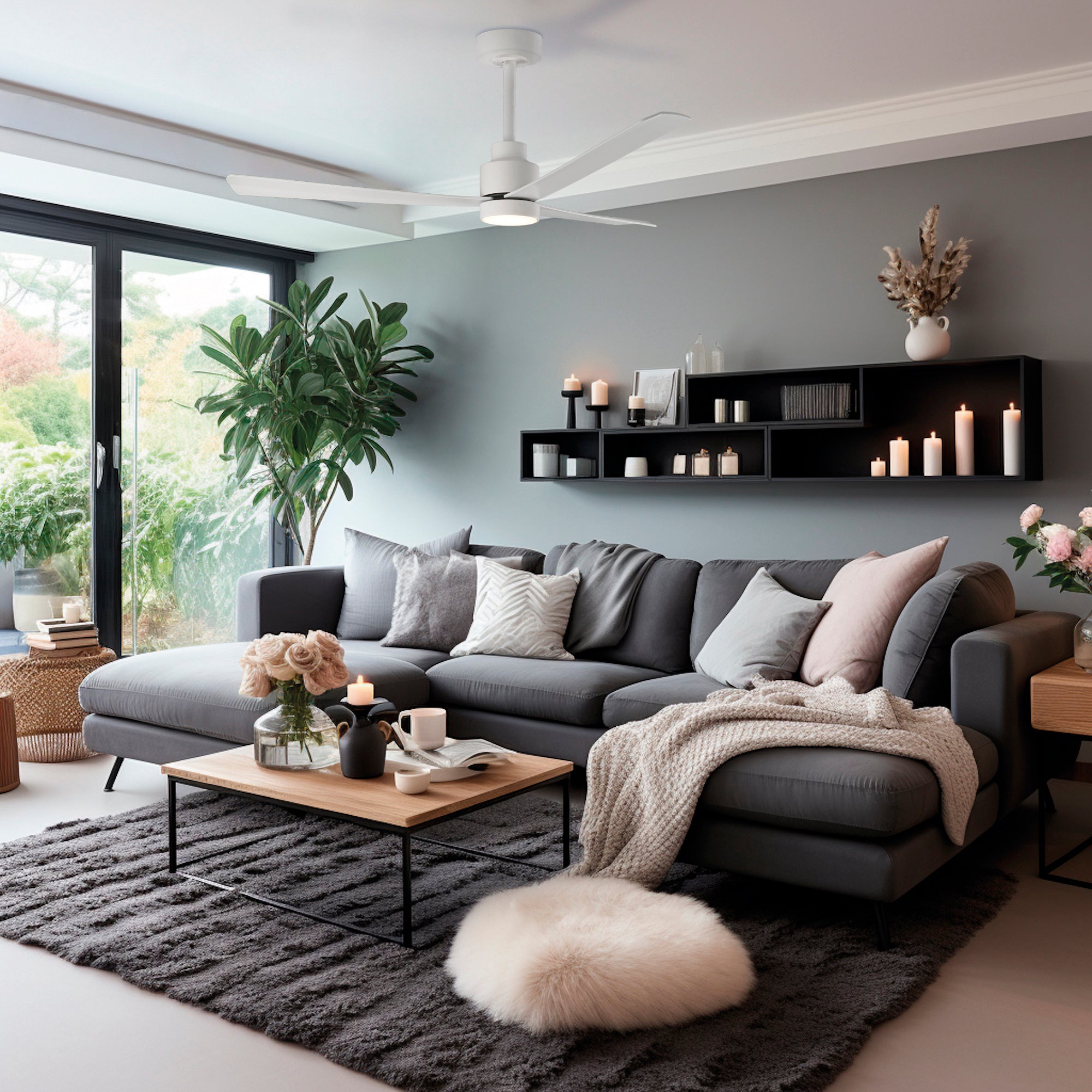 ACB Gregal Ventilador de techo blanco, motor DC, mando a distancia V2520040B