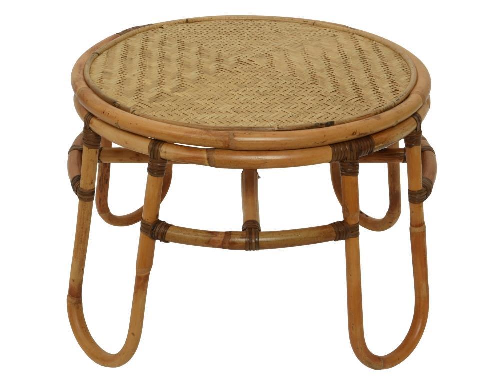 DKD Home Decor Mesita Auxiliar Balinesa de Ratan y Bambu. Mesa de Noche/Centro Decorativa para Salón. Color Natural. Dimensiones 60x60x42 cm