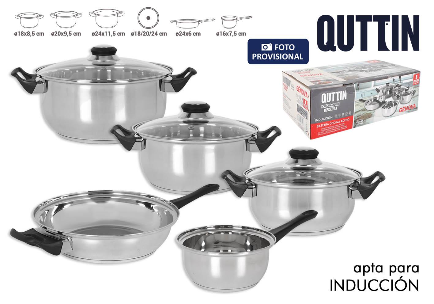 Inde Batería de Cocina 8 Piezas de Acero para Inducción Colección Genova (2 Unidades)