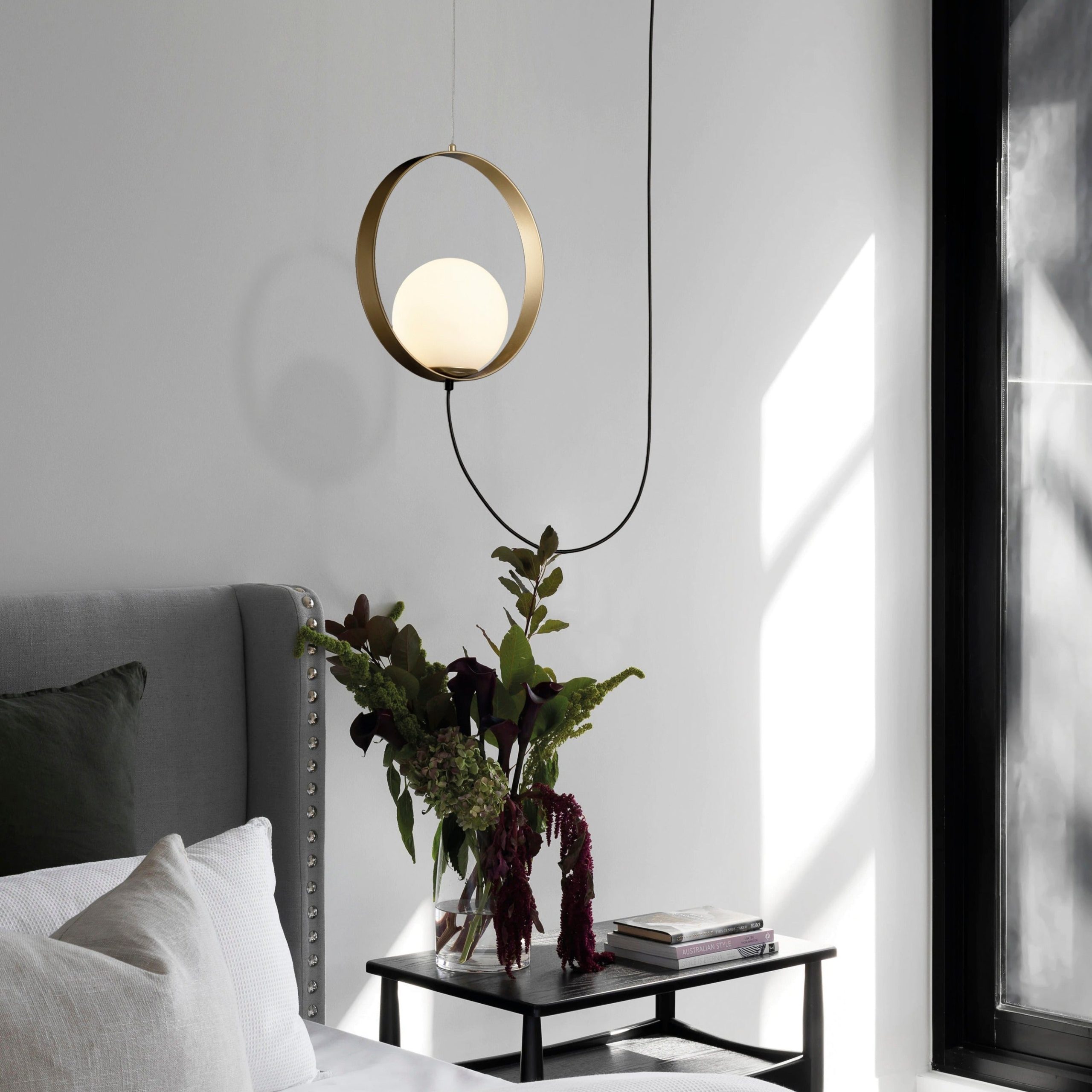 ACB Halo Lámpara de techo colgante 3815/1 Oro Tecnico/Opal, LED 5W 370lm, CRI90 , LED integrado, Kelvin 2700K-3000K Slide Switch C3815171O