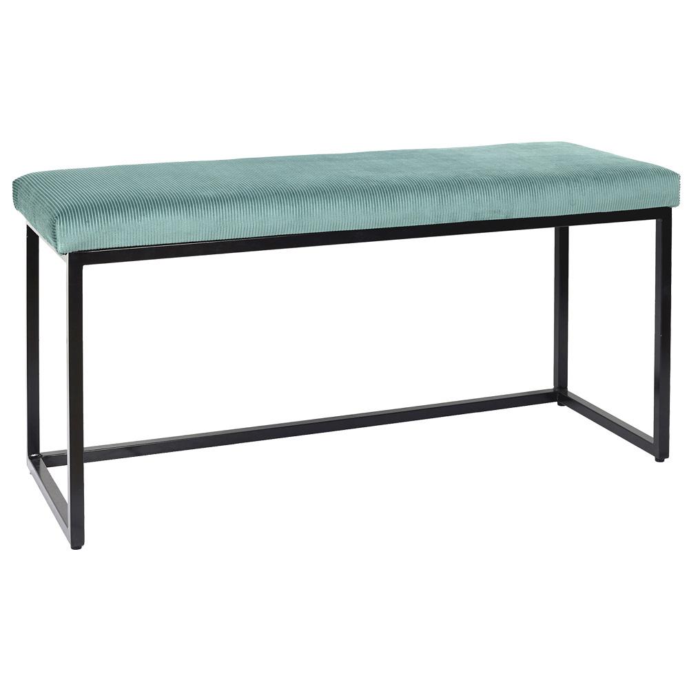 Home Deco Factory Banco Giulia 100X39 Azul, Colección Lounge, Tapizado Terciopelo y Patas de Metal