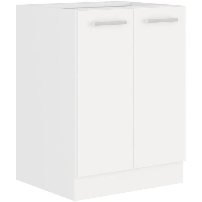 Atlas ATLAS60D2F Mueble bajo con 2 puertas, decoración blanca, L60cm, se vende sin encimera