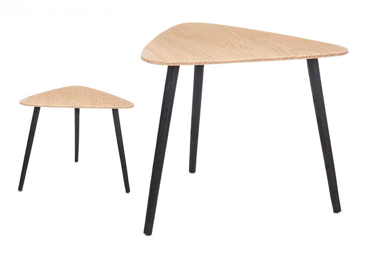 Giftdecor Mesa de Centro Triángulo Natural Negro 60x48x64 cm
