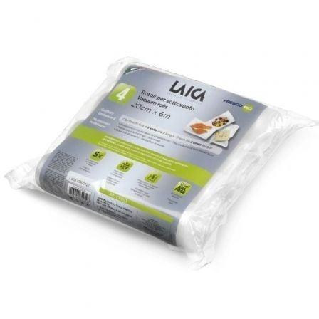 Laica VT3513 Rollos para Envasar al Vacío 20x600cm, 4 Unidades, sin BPA, Conserva hasta 5x más tiempo, Protege congelamiento