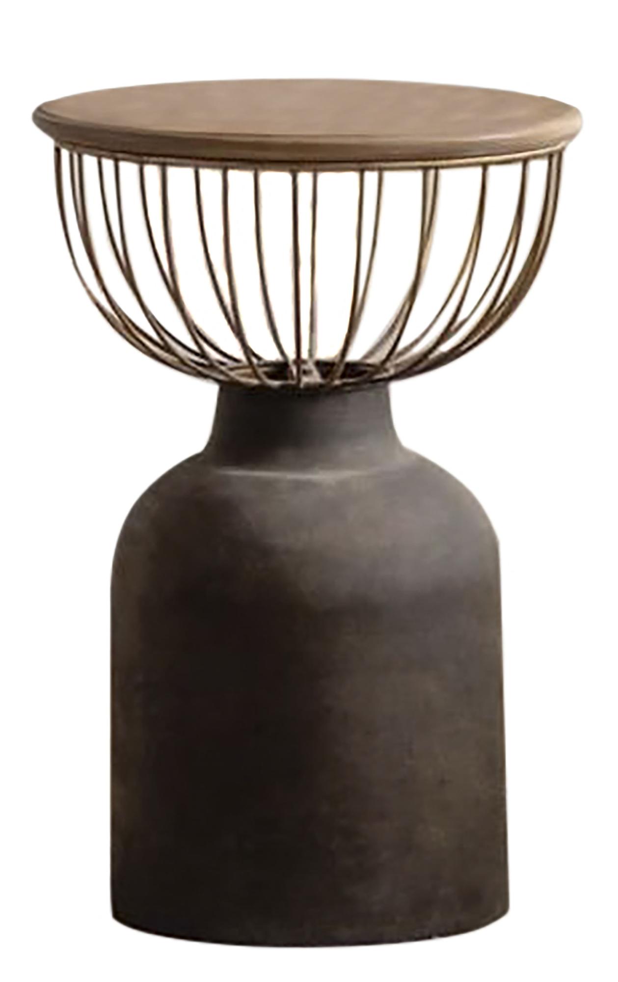 DKD Home Decor Mesita Auxiliar Vintage Negro Dorado 43.5 x 63.5 x 43.5 cm de Metal y Abeto